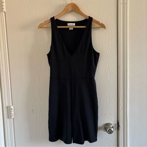 Babaton Black Bodysuit Romper Size L | Stretch Nylon Elastane Minimalist Chic